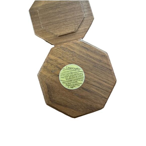 LASERCRAFT Santa Rosa California Heart Shaped‎ Wooden Jewelry Box VTG Small - Picture 3 of 5